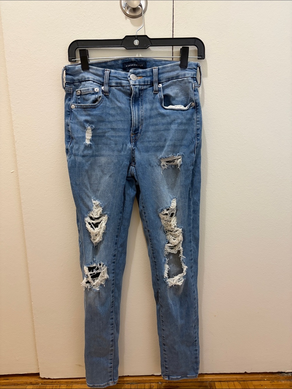 Aeropostale Light Blue Ripped High Rise Skinny Curvy Jeggings